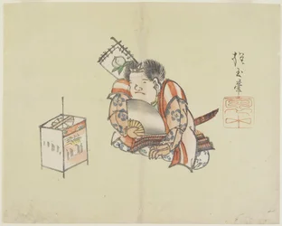 (Momotaro mit einem Fächer), ca. 1830